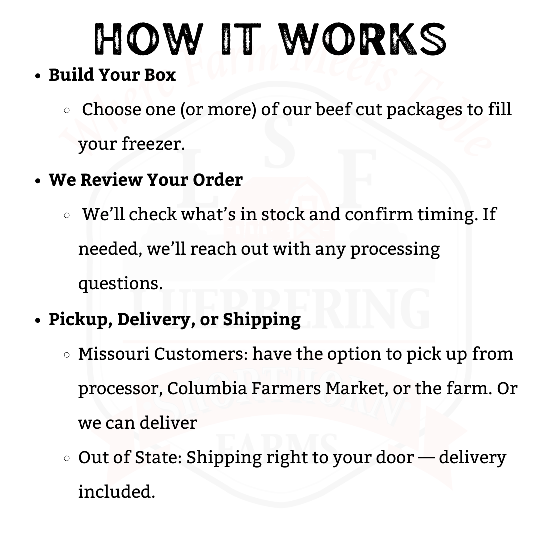 Quarter Beef(100lb) Bone-In Beef Package