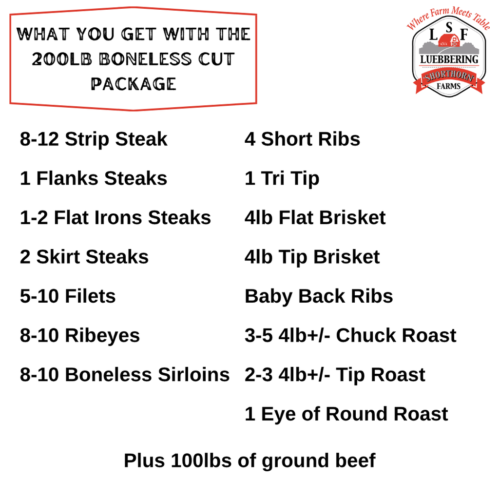 200lb Boneless Cut Package